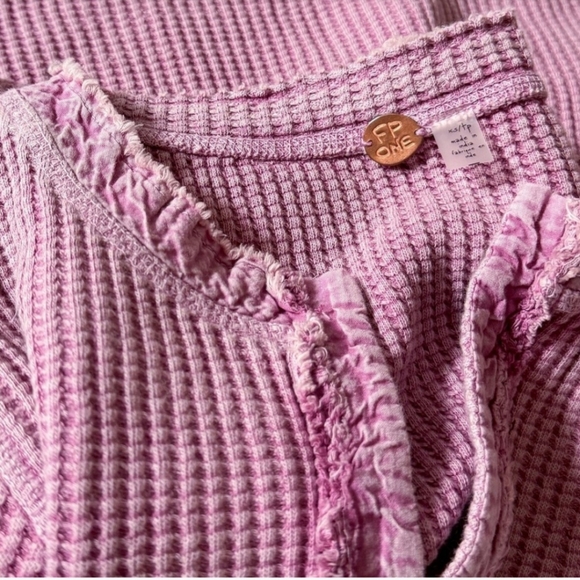 dylan Pink Long Sleeve Waffle Knit Top - Picture 4 of 4